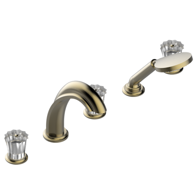 Смеситель THG Mille Nuits - Clear crystal устанавливаемый на борту ванны на 5 отверстий с душем, керамическим смесителем, 2 вентилями ¾" и изливом СУПЕР ГОЛИАФ