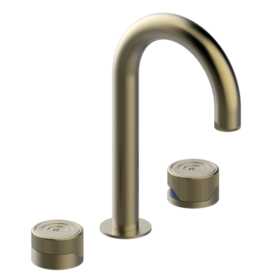 Смеситель для раковины  THG Zoom.5 на три отверстия устанавливаемый на борту с донным клапаном - высокий излив