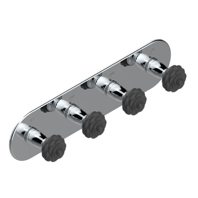 Термостат  THG Camelia Black Crystal Комплект отделки для 4 настенных вентилей на монтажной пластине