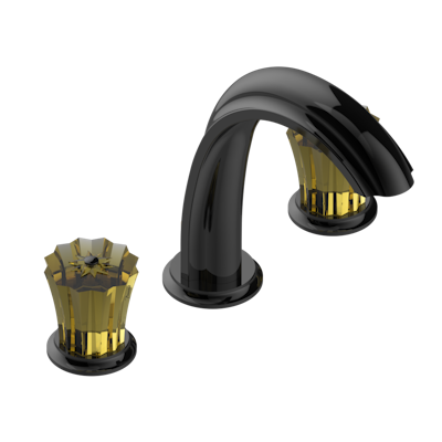 Смеситель для раковины THG Mille Nuits - Champagne crystal на три отверстия устанавливаемый на борту с донным клапаном