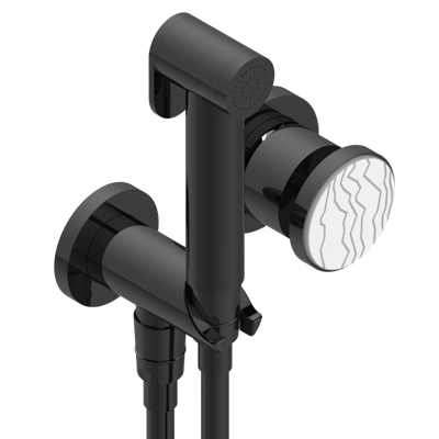 Комплект для душа THG Yoko Ice, включающий смеситель, армированный шланг 1 м 25 см, ручной душ с курковым распылителем, выход из стены и предохранительный запорный клапан