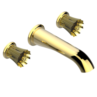 Внешняя часть смесителя THG Mille Nuits - Champagne crystal встраиваемого в стену для раковины на три отверстия с изливом СУПЕР ГОЛИАФ- без выпуска