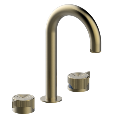 Смеситель для раковины THG Zoom.7 на три отверстия устанавливаемый на борту с донным клапаном - высокий излив