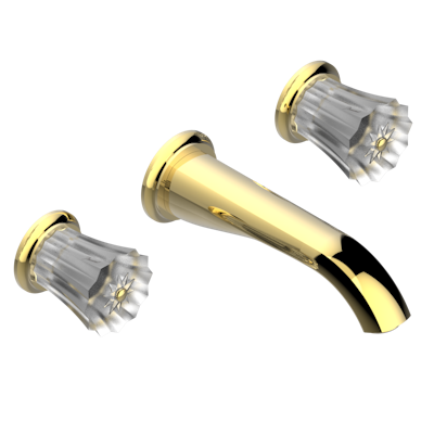 Внешняя часть смесителя  THG Mille Nuits - Clear crystal встраиваемого в стену для ванны на три отверстия с изливом ГОЛИАФ