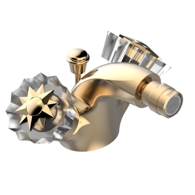 Смеситель для биде THG Mille Nuits - Clear crystal на одно отверстие с поворотным аэратором и донным клапаном