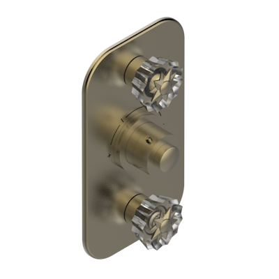 Накладка THG Mille Nuits - Clear crystal с ручкой регулировки  температуры и двумя маховиками для термостатического смесителя 5400AE