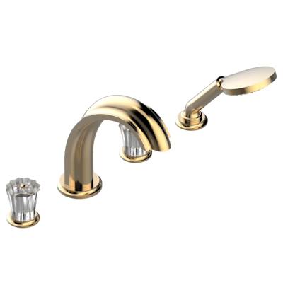 Смеситель для ванны THG Mille Nuits - Clear crystal набортный на 4 отв. с изливом СУПЕР ГОЛИАФ