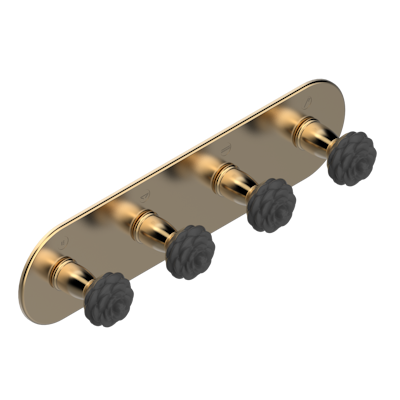 Термостат  THG Camelia Black Crystal Комплект отделки для 4 настенных вентилей на монтажной пластине