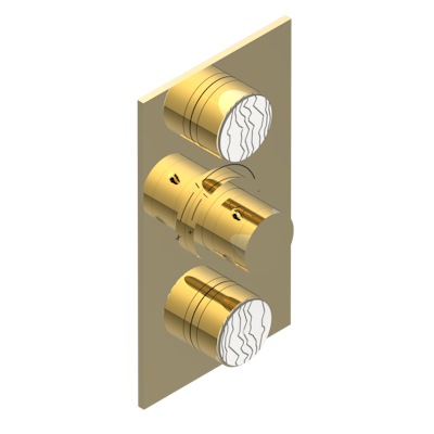 Накладка с ручкой регулировки температуры THG Yoko Ice и двумя маховиками для термостатического смесителя 5400AE