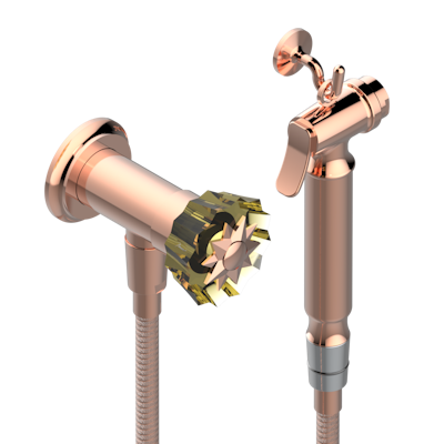 Душ гигиенический THG Mille Nuits - Champagne crystal  вентиль, 1.25 м шланг, крючок, вывод для душа и лейка с клапаном