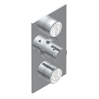 Накладка с ручкой регулировки температуры THG Yoko Ice и двумя маховиками для термостатического смесителя 5400AE