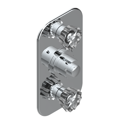 Накладка THG Mille Nuits - Clear crystal с ручкой регулировки  температуры и двумя маховиками для термостатического смесителя 5400AE