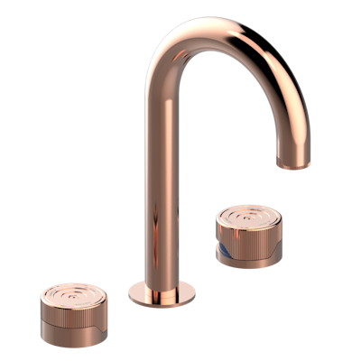 Смеситель для раковины  THG Zoom.5 на три отверстия устанавливаемый на борту с донным клапаном - высокий излив