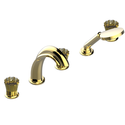 Смеситель THG Mille Nuits - Champagne crystal устанавливаемый на борту ванны на 5 отверстий с душем, керамическим смесителем, 2 вентилями ¾" и изливом СУПЕР ГОЛИАФ