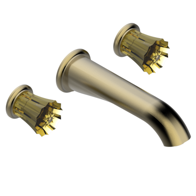 Внешняя часть смесителя THG Mille Nuits - Champagne crystal встраиваемого в стену для раковины на три отверстия с изливом СУПЕР ГОЛИАФ- без выпуска