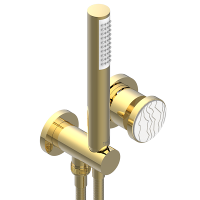 Комплект отделки для настенного смесителя THG Yoko Ice с душевой лейкой на гибком шланге на крючке