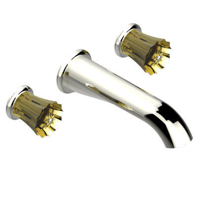 Внешняя часть смесителя THG Mille Nuits - Champagne crystal встраиваемого в стену для раковины на три отверстия с изливом СУПЕР ГОЛИАФ- без выпуска