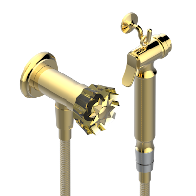 Душ гигиенический THG Mille Nuits - Champagne crystal  вентиль, 1.25 м шланг, крючок, вывод для душа и лейка с клапаном