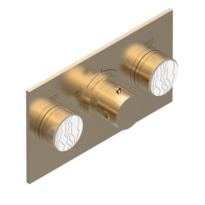 Накладка с ручкой регулировки температуры THG Yoko Ice и двумя маховиками для термостатического смесителя с горизонтальной установкой