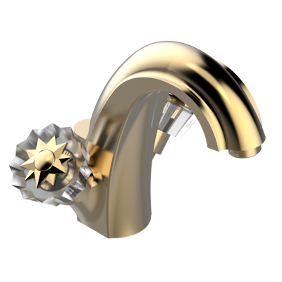 Смеситель для раковины THG Mille Nuits - Clear crystal на одно отверстие с донным клапаном