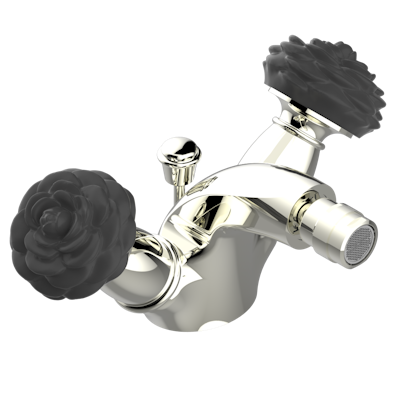 Смеситель для биде THG Camelia Black Crystal на одно отверстие с поворотным аэратором и донным клапаном