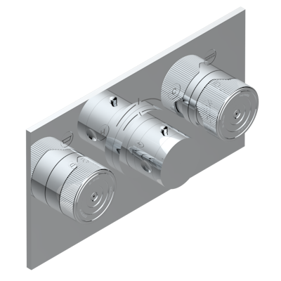 Термостат THG Zoom.5 внешняя часть с ручкой регулировки температуры и двумя маховиками для термостатического смесителя с горизонтальной установкой