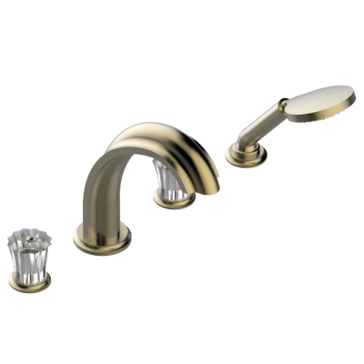 Смеситель для ванны THG Mille Nuits - Clear crystal набортный на 4 отв. с изливом СУПЕР ГОЛИАФ