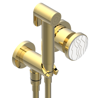 Комплект для душа THG Yoko Ice, включающий смеситель, армированный шланг 1 м 25 см, ручной душ с курковым распылителем, выход из стены и предохранительный запорный клапан