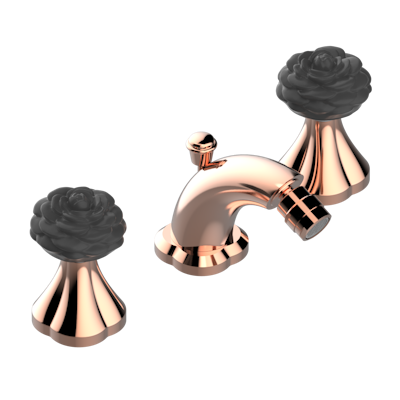 Смеситель для биде THG Camelia Black Crystal Комплект для биде на 3 отверстия с донным клапаном и краном на шаровом соединении