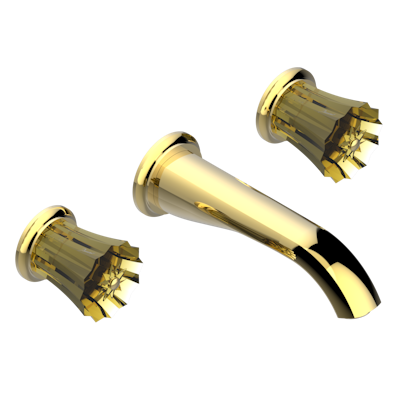 Внешняя часть смесителя THG Mille Nuits - Champagne crystal встраиваемого в стену для раковины на три отверстия с изливом ГОЛИАФ