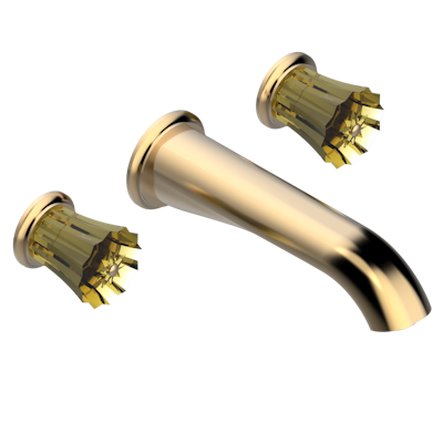 Внешняя часть смесителя THG Mille Nuits - Champagne crystal встраиваемого в стену для раковины на три отверстия с изливом СУПЕР ГОЛИАФ- без выпуска