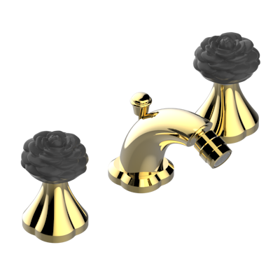 Смеситель для биде THG Camelia Black Crystal Комплект для биде на 3 отверстия с донным клапаном и краном на шаровом соединении