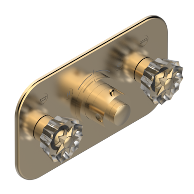 Накладка THG Mille Nuits - Clear crystal с ручкой регулировки температуры и двумя маховиками для термостатического смесителя с горизонтальной установкой