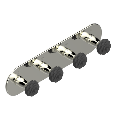 Термостат  THG Camelia Black Crystal Комплект отделки для 4 настенных вентилей на монтажной пластине