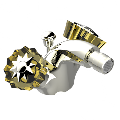 Смеситель для биде THG Mille Nuits - Champagne crystal на одно отверстие с поворотным аэратором и донным клапаном