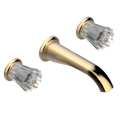 Внешняя часть смесителя  THG Mille Nuits - Clear crystal встраиваемого в стену для ванны на три отверстия с изливом ГОЛИАФ