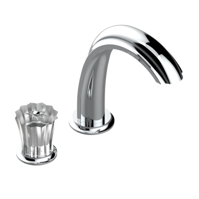 Смеситель THG Mille Nuits - Clear crystal с прогрессивным картриджем для раковины на 2 отверстия с краном, без донного клапана