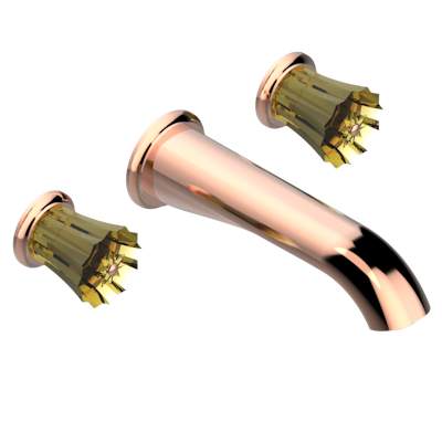 Внешняя часть смесителя THG Mille Nuits - Champagne crystal встраиваемого в стену для раковины на три отверстия с изливом СУПЕР ГОЛИАФ- без выпуска