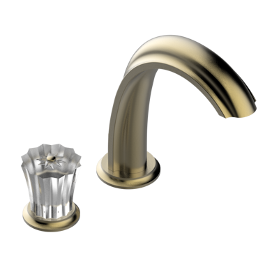 Смеситель THG Mille Nuits - Clear crystal с прогрессивным картриджем для раковины на 2 отверстия с краном, без донного клапана