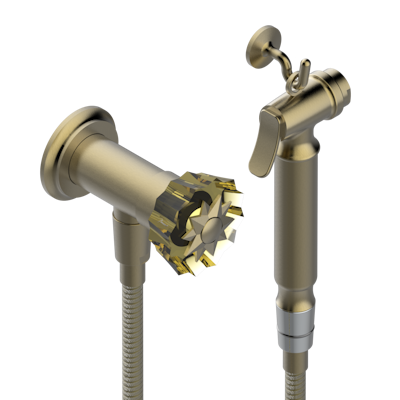Душ гигиенический THG Mille Nuits - Champagne crystal  вентиль, 1.25 м шланг, крючок, вывод для душа и лейка с клапаном