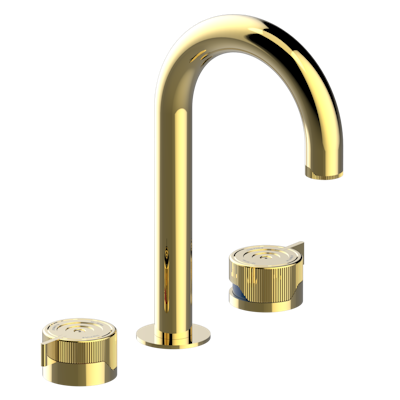 Смеситель для раковины THG Zoom.7 на три отверстия устанавливаемый на борту с донным клапаном - высокий излив