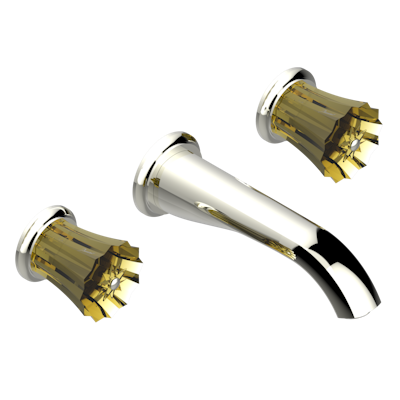 Внешняя часть смесителя THG Mille Nuits - Champagne crystal встраиваемого в стену для раковины на три отверстия с изливом ГОЛИАФ