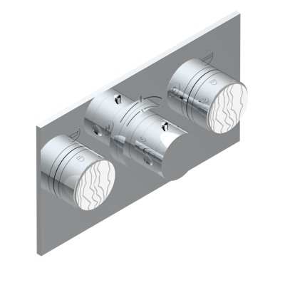 Накладка с ручкой регулировки температуры THG Yoko Ice и двумя маховиками для термостатического смесителя с горизонтальной установкой