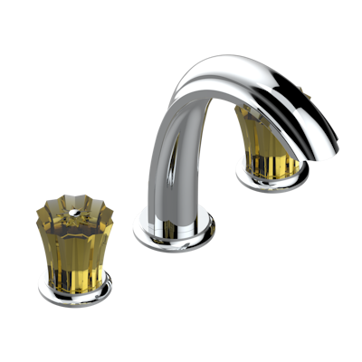 Смеситель  THG Mille Nuits - Champagne crystal устанавливаемый на борту раковины на три отверстия с донным клапаном