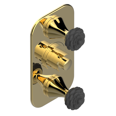 Термостат THG Camelia Black Crystal Накладка с ручкой регулировки температуры и двумя маховиками для термостатического смесителя 5400AE