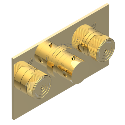 Термостат THG Zoom.5 внешняя часть с ручкой регулировки температуры и двумя маховиками для термостатического смесителя с горизонтальной установкой