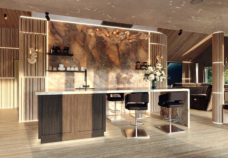 Стильный интерьер кухни с барной стойкой