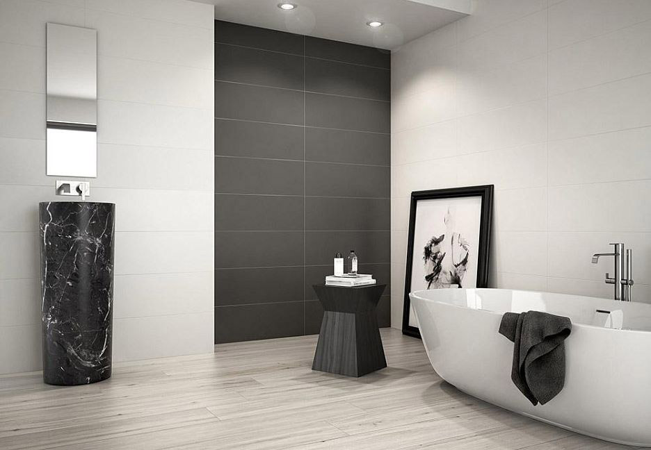 Дизайн ванной в черно-белых тонах