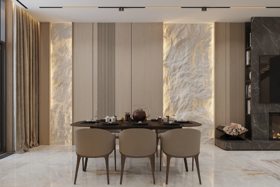 Современная кухня с встроенными подсветками
