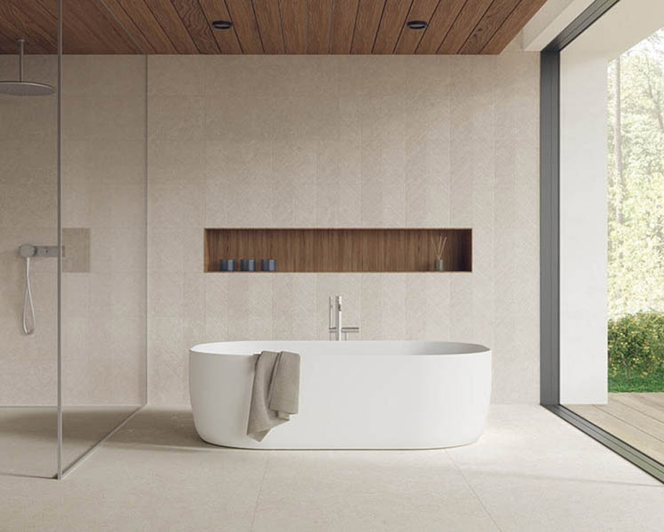 Ванная в стиле минимализм со скрытым хранением